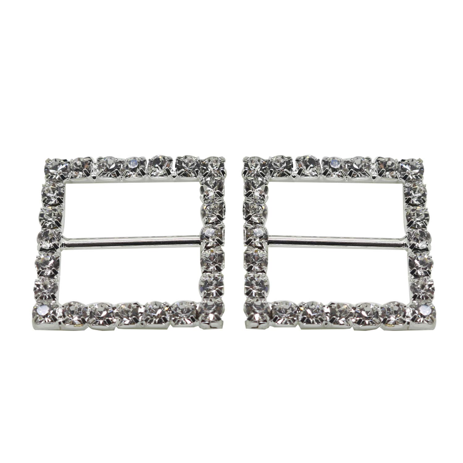 Trimming Shop Square Shaped Rhinestone Buckle Crystal Diamante Slider Buckle for Embellishment Women Purse, Ribbons, Wedding Cards, Fashion Accessories, 31mmx31mm, 10pcs
