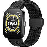 Braided Bands for Amazfit Bip 5 / Bip 6 Smart Watch Bands, 22mm Soft Adjustable Nylon Sport Replacement Strap Compatible with Amazfit Bip 5 / Bip 6 / GTR 4 Bands Women Men