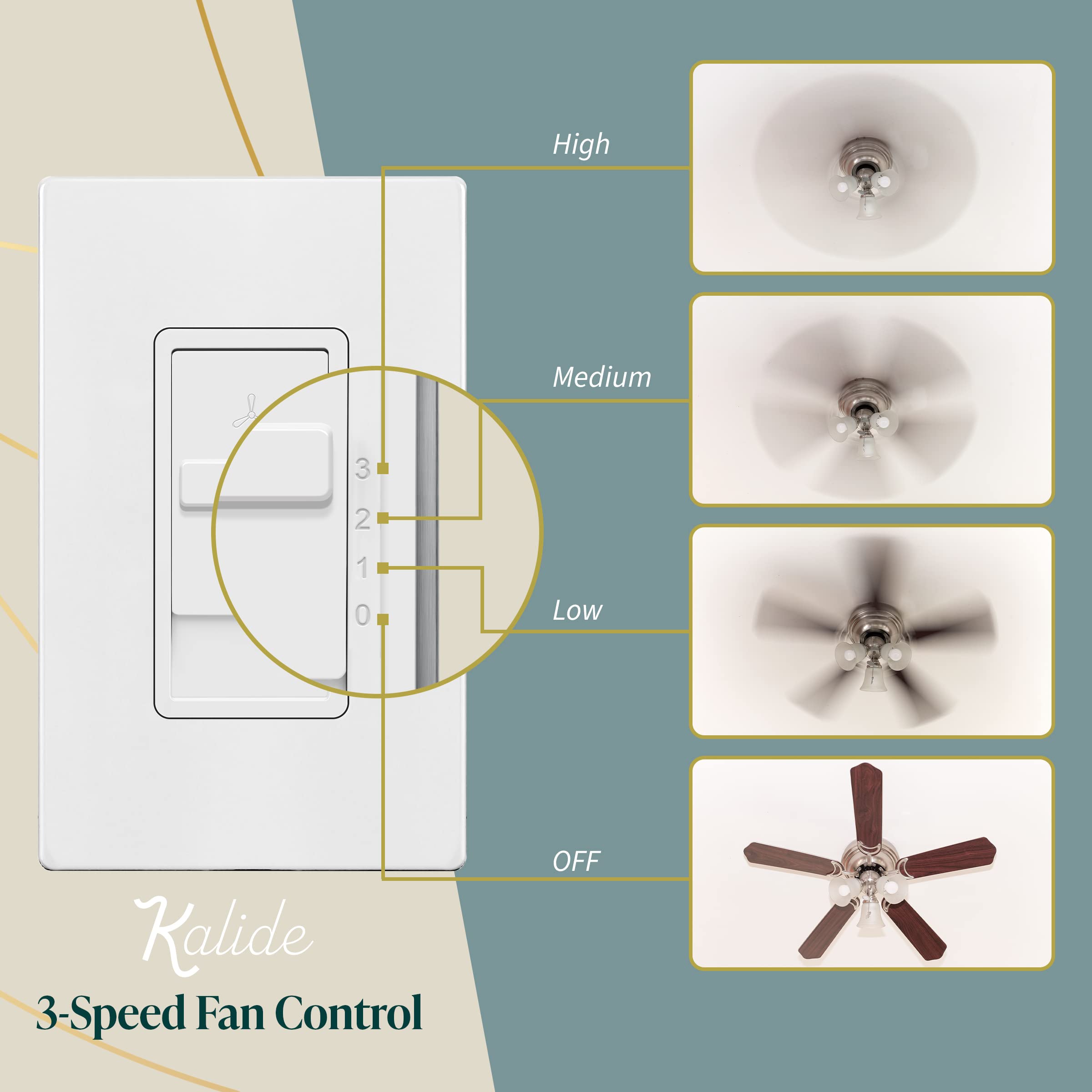 Mua TOPGREENER Kalide Fan Speed Control Switch, 3-Speed Fan Wall Switch ...
