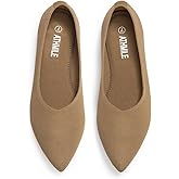 ATHMILE Pointed Toe Flats for Women Dressy Bronze Work Shoes Business Casul Knit Ballet Flats Slip on Office Ladies Comforttable Dress