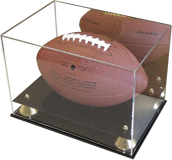 DisplayGifts Deluxe UV Acrylic Full Size Football Display Case Stand