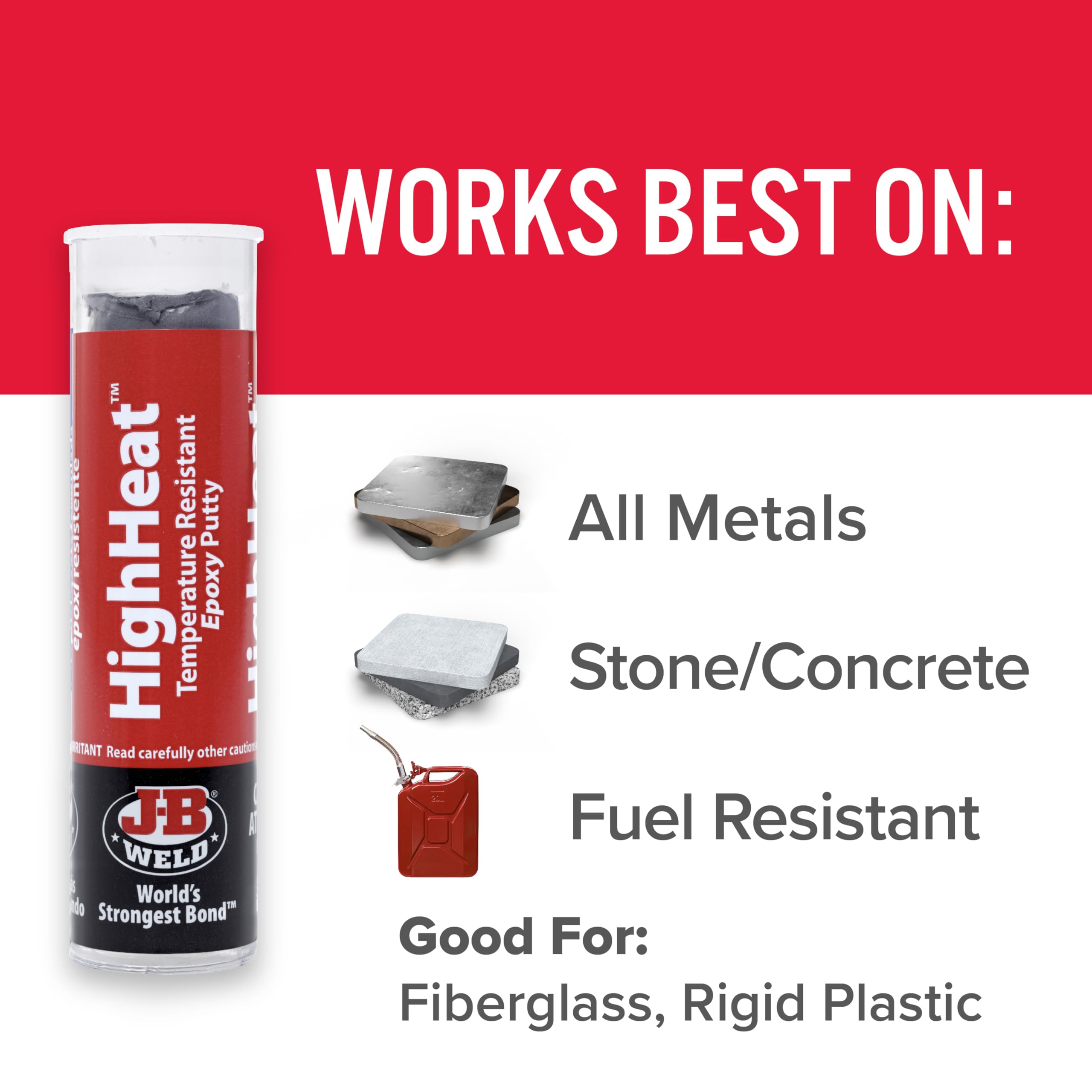 J-B Weld 8297 HighHeat 500 Degree Epoxy Putty Stick - 2 oz. , Grey