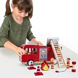 SOKA Wooden Fire Engine Truck with Figurines Montessori Toy Set Ages 3+ view 6