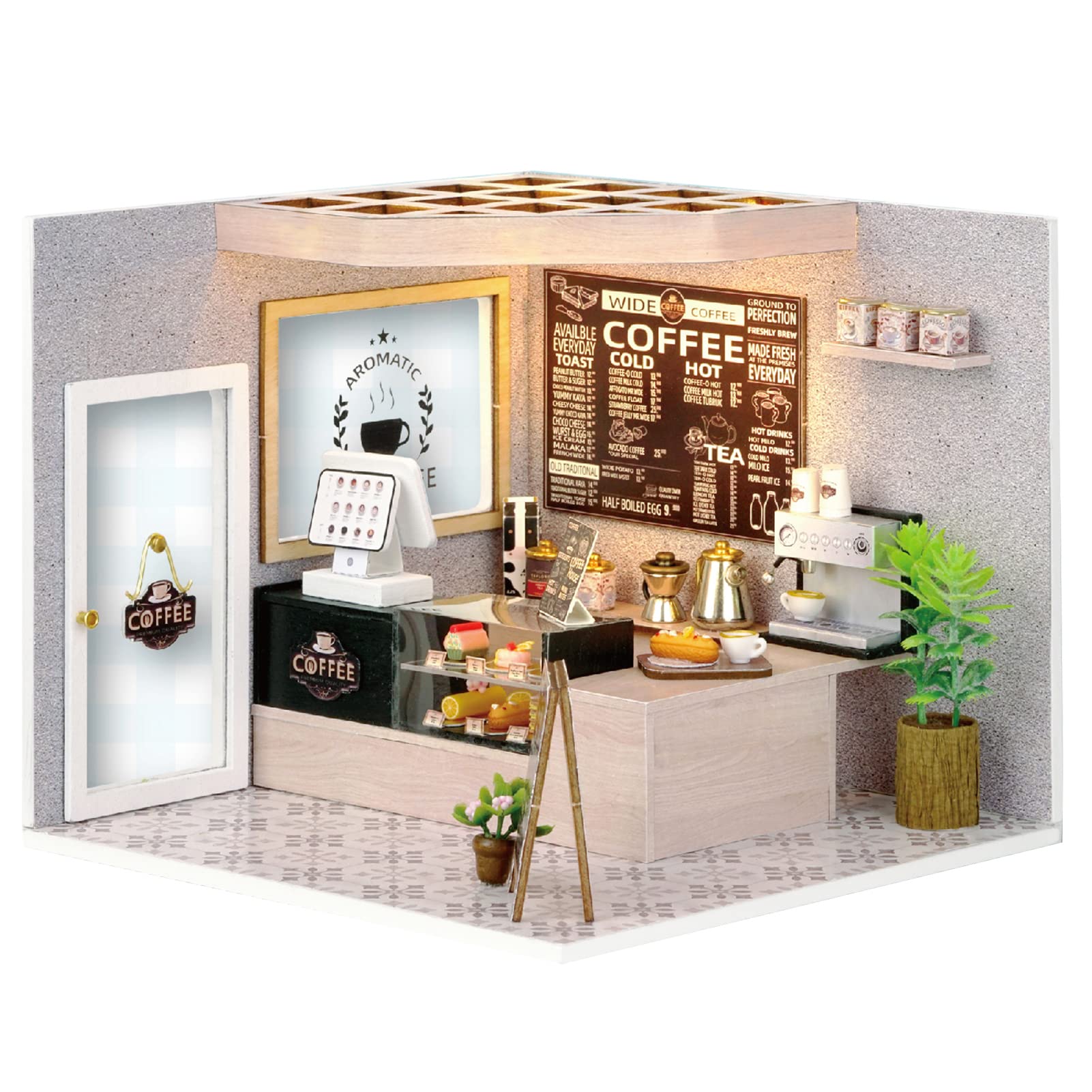 Photo 1 of Spilay Dollhouse DIY Miniature Wooden Furniture Kit,Mini Handmade Doll House Model with Dust Cover & LED,1:24 Scale Creative Woodcrafts for Adult Friend Lover Birthday H021