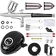 Gyfent Airbrush Kit with Air Compressor, 52PSI Portable Air Brush Kit with 3 Quick-Release Nozzle Sets(0.2/0.3/0.5mm) & 3 Cups Dual-Action Gravity Feed Airbrush Kit for Nail Art Painting Makeup Cake