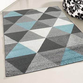 Amazon De Mynes Home Teppich Kurzflor Turkis Jugendzimmer Skandi