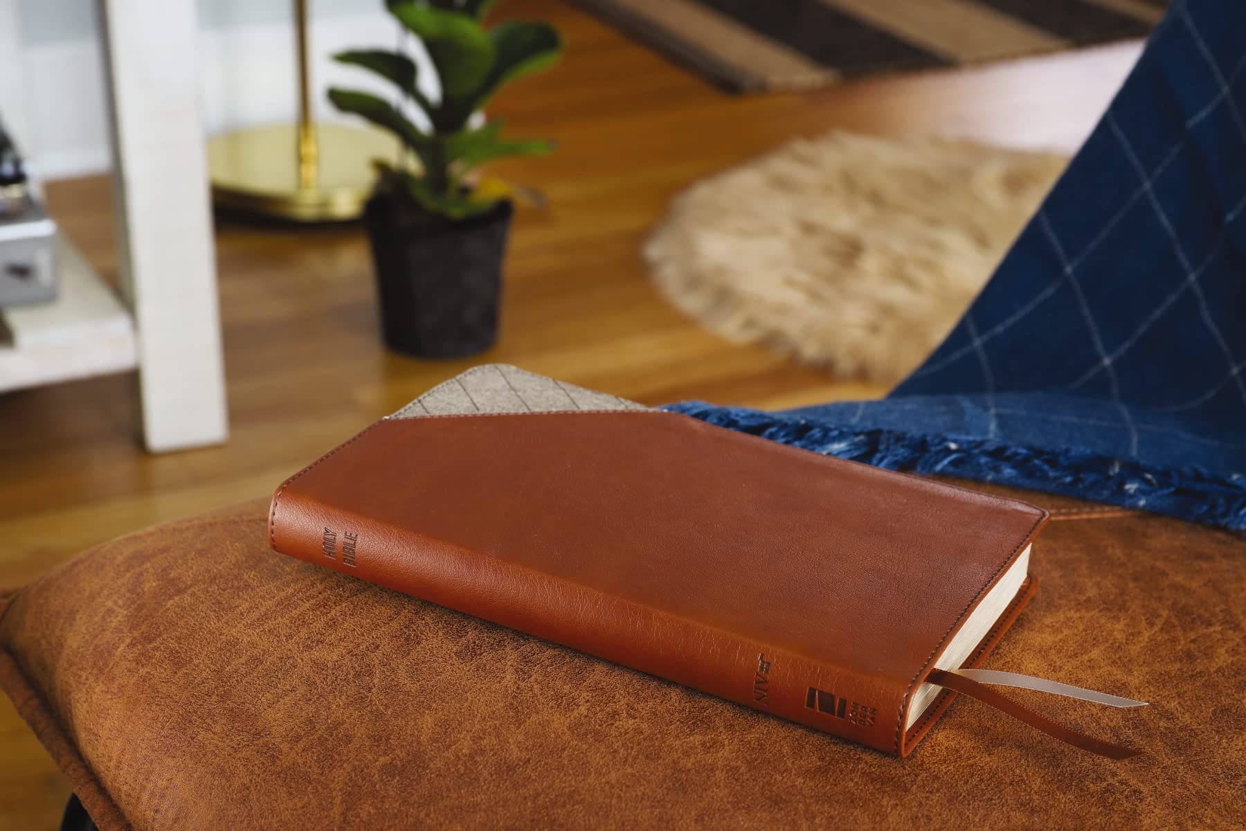 NIV, Thinline Bible, Leathersoft, Brown, Red Letter, Comfort Print