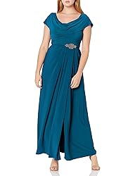 Alex Evenings Women's Size Long Cowl Neck A-Line