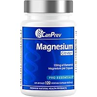 CanPrev Magnesium Citrate+, 120 Capsules 120-Day Supply - High Absorption Magnesium Supplement, Supports Physical Function, P