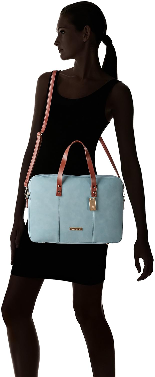 caprese felicia women's satchel (soft blue and tan) ()