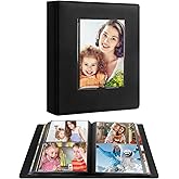 Aevdor Large Capacity 5x7 Photo Album, 272 Photos, Leather Cover, Black | Clear 5x7 Photo Pockets, Front Display Window, Family, Wedding, Birthday, Anniversary &amp; Travel Memories