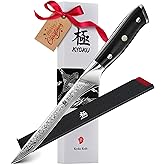 KYOKU Boning Knife - 7" - Shogun Series - Japanese Style VG10 Steel Core Forged Damascus Blade - with Sheath & Case