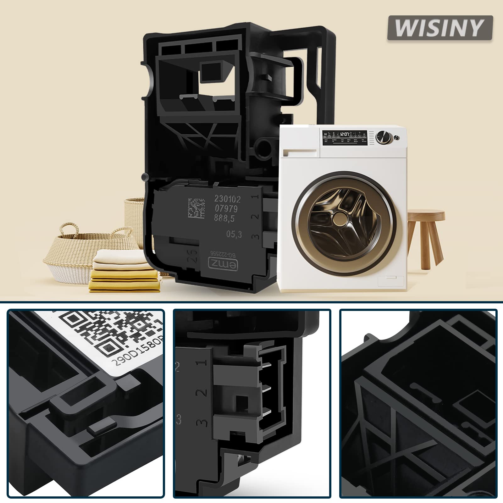 WISINY WH01X27954 Washer Lid Lock Switch Compatible for Ge Washer and Hotpoint Top Load Washer Door Lock Replacement 290D1580P001 290d1580p004 eg-380843 m WH01X26114 WH01X24114