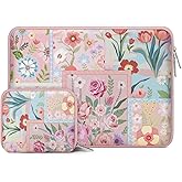 MOSISO Laptop Case 13.3 inch, 13-13.3 inch Laptop Sleeve Bag Compatible with MacBook Air/Pro 13/Pro 14 M5 M4 M3 M2 M1, HP Dell ASUS Lenovo, Neoprene Computer Sleeve Bag with Small Case,Spliced Flowers