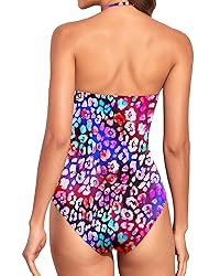 Holipick Women Color Leopard One Piece Swimsuits