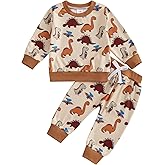 Ayalinggo Toddler Boy Clothes Dinosaur Long Sleeve Sweatshirt Jogger Pants Casual Sweatsuit Set Newborn Fall Winter Outfits