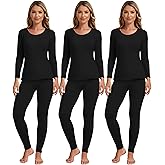 Patelai 3 Sets Thermal Underwear for Women with Fleece Lined Long Underwear Women Base Layer Cold Weather