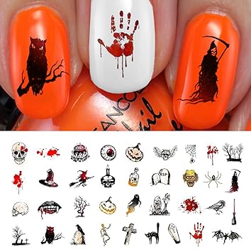 Amazon Com Halloween Nail Decals Assortment 4 Waterslide Nail Amazon Com Halloween Nail Decals Assortment 4 Waterslide Nail