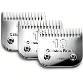 3 Pack 10 Blade Dog Grooming Blades Compatible with Andis Clippers | Dog Clipper Blades for Oster A5/Wahl KM ,Detachable Stainless Steel Blade,Size-10, 1/16-Inch Cut Length