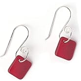 French Curve Sea Glass Earrings - Sterling Drop Beach Earrings for Women by EcoSeaCo, using sustainable, recycled and repurposed material. Handmade Jewelry in the USA