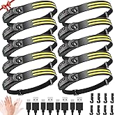 LED Headlamp Rechargeable with Dual Strip, 230° Wide Beam Head Lamp for Forehead, 6Mode Hard Hat Light for Adults, Flashlight