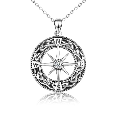 ONEFINITY Compass Necklace Sterling Silver Celtic Knot Necklace Graduation Friendship Talisman Travel Necklace Inspirational Graduation Gift Jewelry