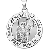 PicturesOnGold.com Saint Benezet of Avignon Round Religious Medal - 3/4 Inch Size of a Nickel - Sterling Silver