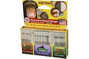 MONKEY HOOK Tmh-314 Heavy-Duty Picture Hanger Set, Carbon Steel, Silver, Galvanized, 30-Piece