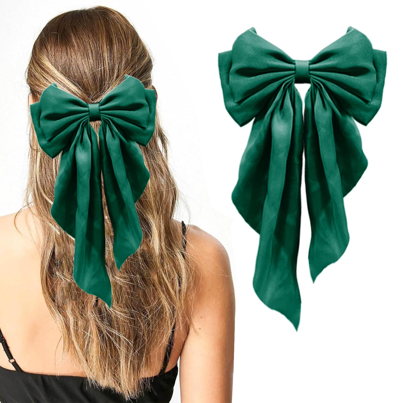 Green Hair Clip, Accessory HINZIC 2Pcs Green Crystal Hair Comb - Bridal Leaves Wedding  main image 3