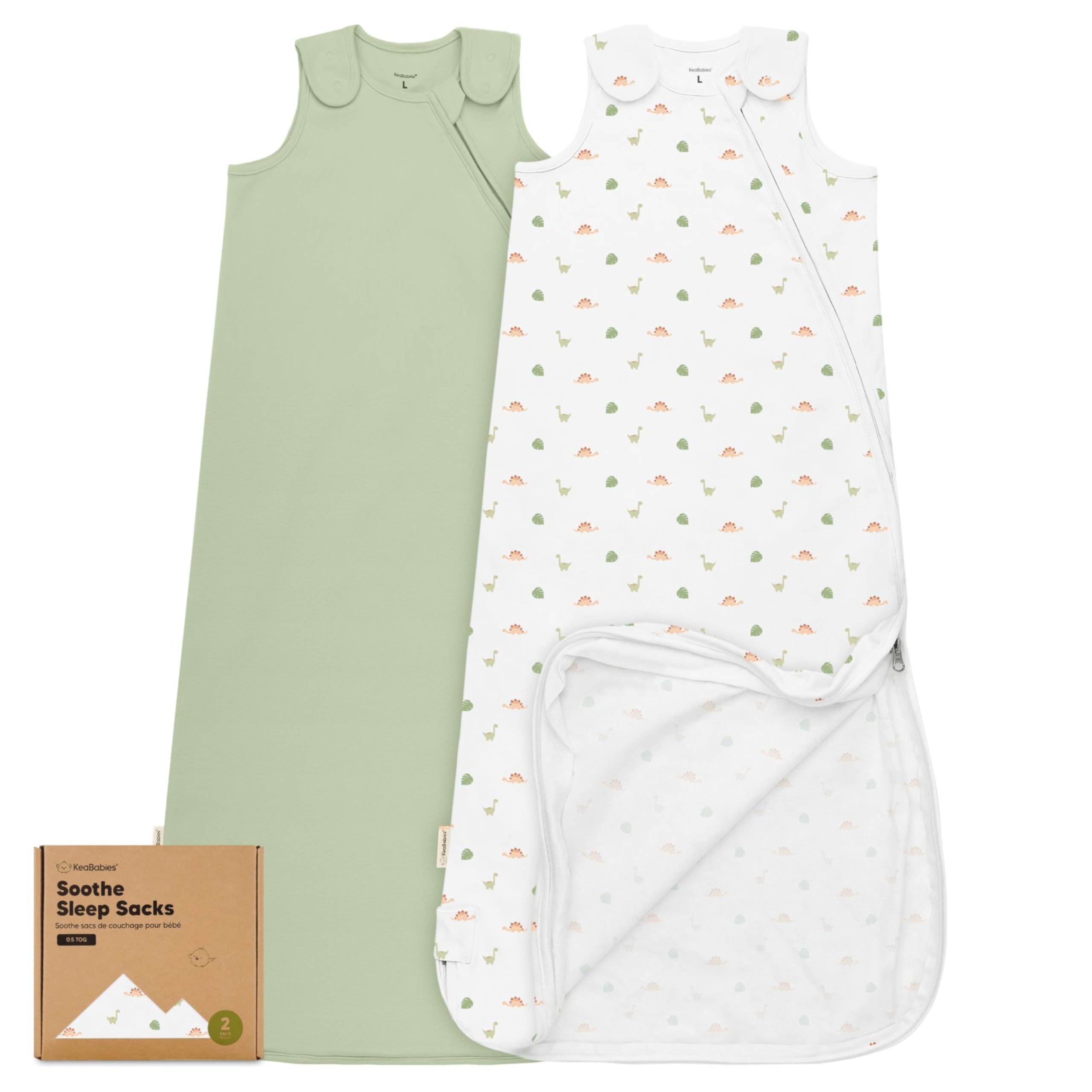 Photo 1 of 2-Pack Organic Baby Sleep Sacks, 100% Cotton - Soft & Breathable 0.5TOG Baby Wearable Blanket, Toddler Sleeping Sack 18-24 Months, Easy to Wear Transitional Swaddles for Newborns,Infants(Roarsome, L)