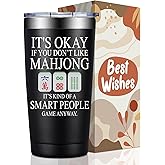 BIRGILT Mahjong Gifts for Women, Men - Christmas Gifts for Players Lovers - Smart People Game Mahjong Cup - Funny Mah Jongg Themed Gift Tumbler 20oz