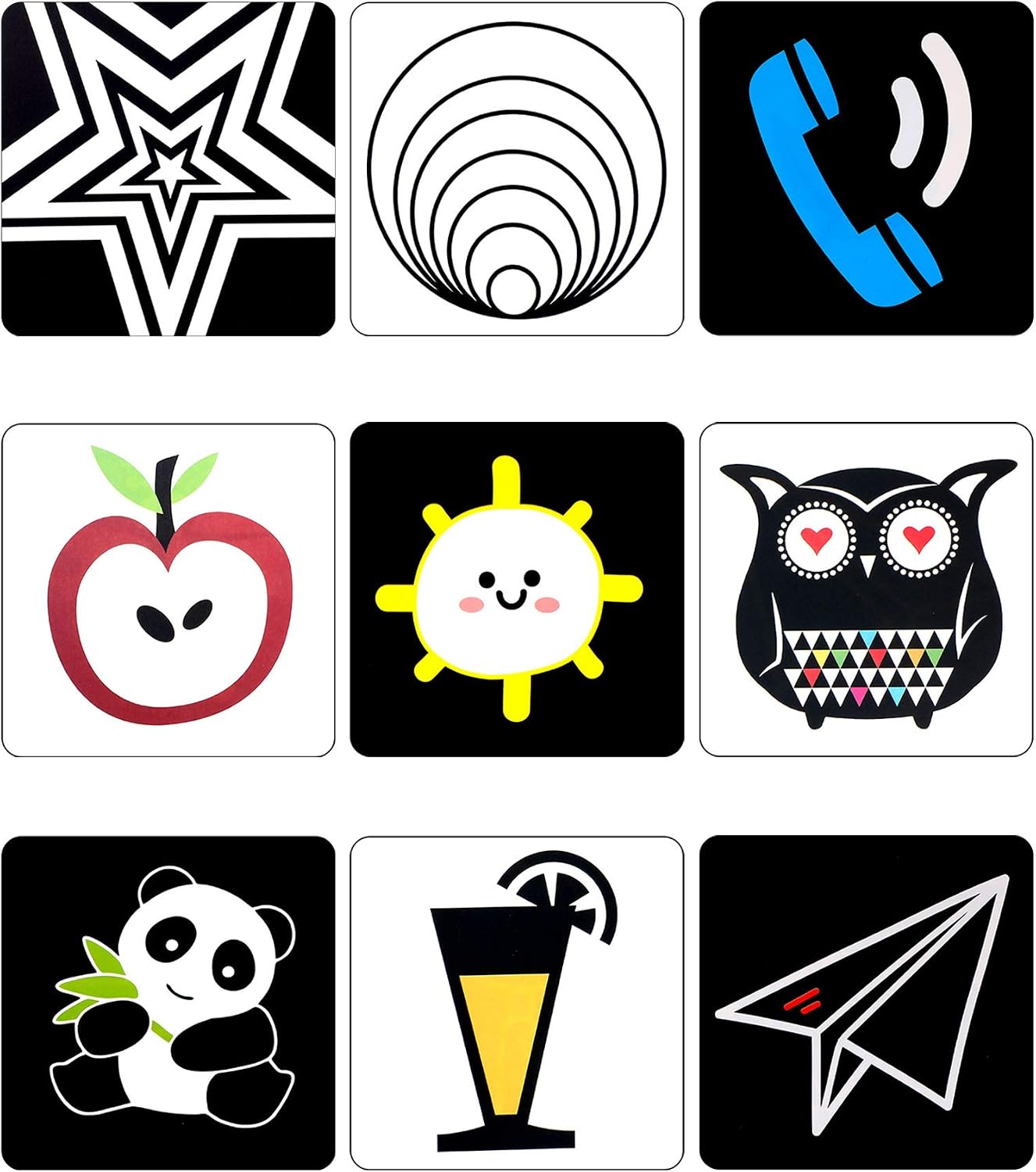 Black White Flash Cards for Infants, 48 Pictures 5.5 x 5.5 Inch Designed Contrast Cards for Newborn Baby Toys with High Contrast (6-12 Months)