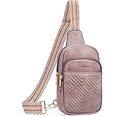 BOSTANTEN Sling Bag Quilted Crossbody Bags for Women Cross Body Purse Leather Fanny Pack with Adjustable Guitar Strap