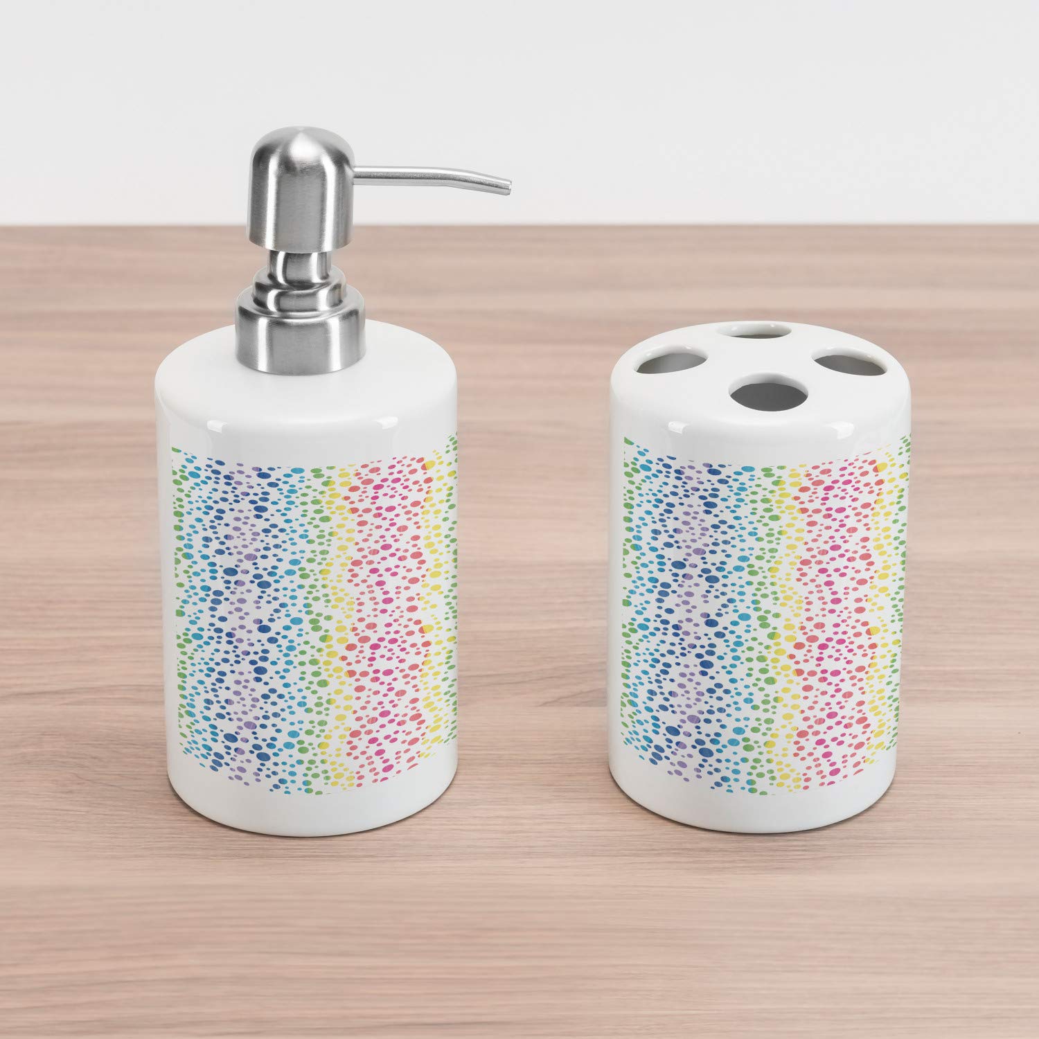 Ambesonne Nautical Soap Dispenser And Toothbrush Holder Set Blue Kraken Octopus Tentacles With Ship Sail Old Boat In Ocean Waves 4 5 X 2 7 Ceramic Bathroom Accessories Bathroom Accessory Sets Bathroom Accessories