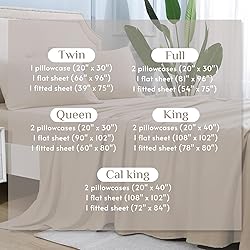 JOLLYVOGUE Bed Sheets Queen 4 Pieces, Beige Sheet