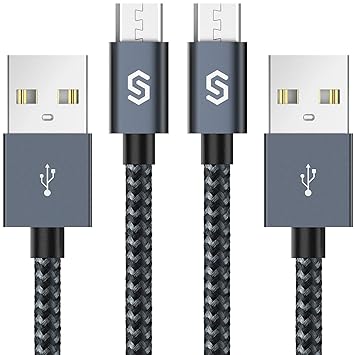 Syncwire Micro USB Kabel Nylon [2-Stück, 1m], High Speed Sync und Schnellladekabel, USB ladekabel kompatibel mit Samsung Gala