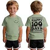 CM C&M WODRO Happy 100 Days of School Shirt Toddler Kids Boys Girls Funny 100th Day of School Kindergarten T-Shirt Tops 3-9Y