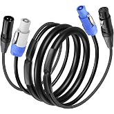 CERRXIAN 3.2 FT PowerCon and DMX Extension Cable, 13AWG AC Power DMX 3Pin XLR Signal Combo Cables for Stage Lighting, Concerts, Events