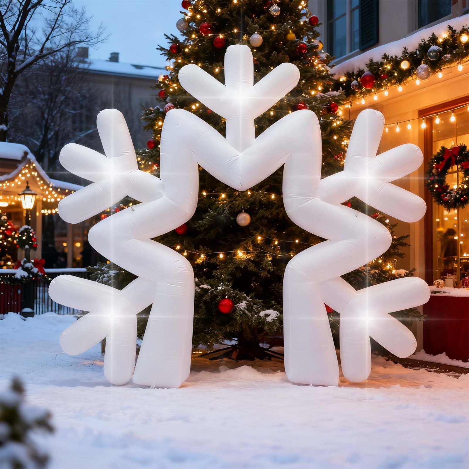 Photo 1 of 10Ft Inflatable Snowflake Arches Decoration, Giant Christmas Event Decors,with Blower Built in 5 LED Lights,Suitable for The Lawn Garden Courtyard Birthday New Year Party Family Gathering (Snowflake)