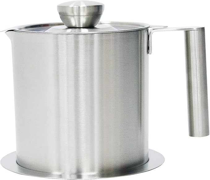 Bacon Grease Container With Strainer Best For Cooking Oil and