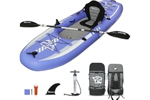 TIGERXBANG 10.2'x35''x8'' Inflatable Kayak with Detachable Seat, SUP-Kayak Set Includes Hand Pump/Aluminum Oar/Backpack, Inflatable Boat for Adults/Kids | for Fishing, Touring-Purple