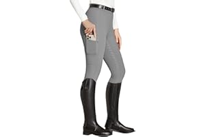 FitsT4 Sports Women's Full Seat Riding Tights with Zipper Pockets Horseback Riding Pants Equestrian Breeches for Women