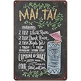 Vintage Bar Metal Tin Sign Retro Cocktail Wall Decor Man Cave Wall Sign 12 x 8 inch - Mai Tai