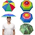 Guyuyii 4-Pack Umbrella Hats – UV Sun Protection, Hands-Free Head Umbrella for Adults and Kids, Adjustable Fit for Outdoor Fishing, Festivals, Rainy Weather, Travel, Home, and Entertainment