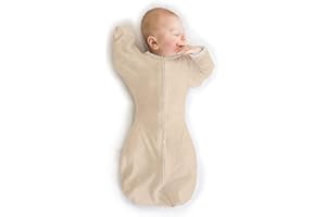 SwaddleDesigns Transitional Swaddle Sack, Arms Up Half-Length Sleeves & Mitten Cuffs, Swaddle for Newborn Transition to Baby Sleep Sack Wearable Blanket, Medium, 3-6 month, 14-21 lb, Heathered Oatmeal