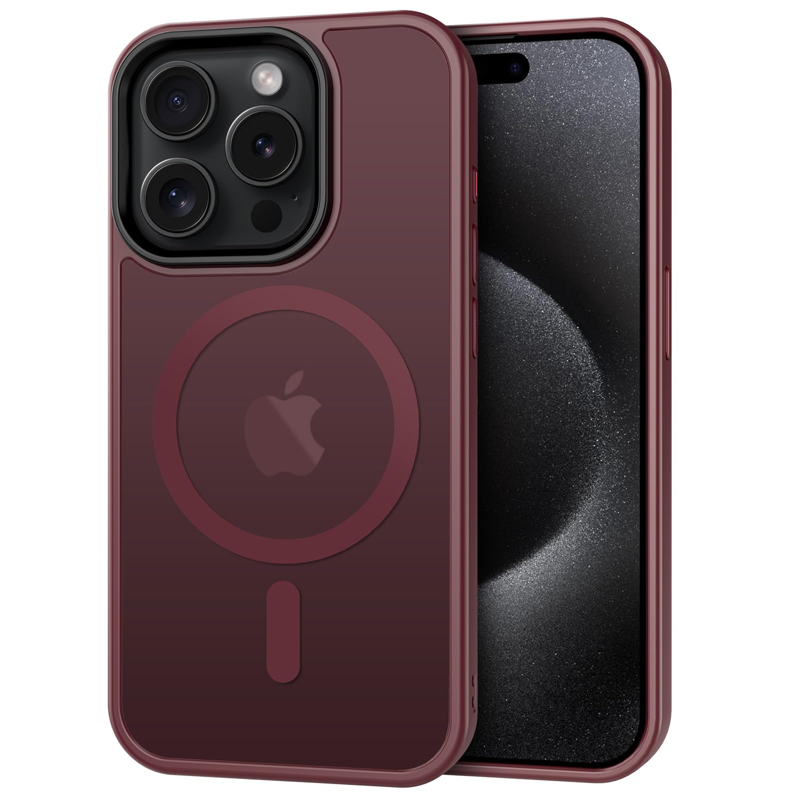 Photo 1 of CACOE Magnetic Case for iPhone 15 Pro 2023 6.1 inch-Compatible with MagSafe & Magnetic Car Phone Mount,Anti-Fingerprint TPU Thin Phone Cases Cover Protective Shockproof?Dark Red?