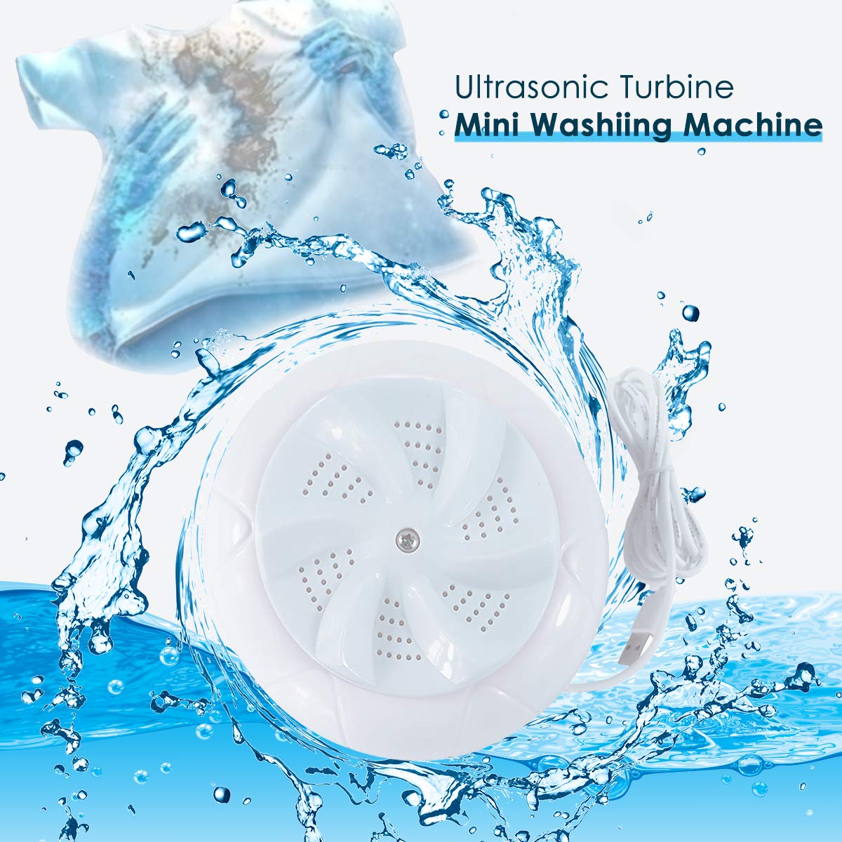 GEMITTO Ultrasonic Turbine Washing Machine, USB Portable