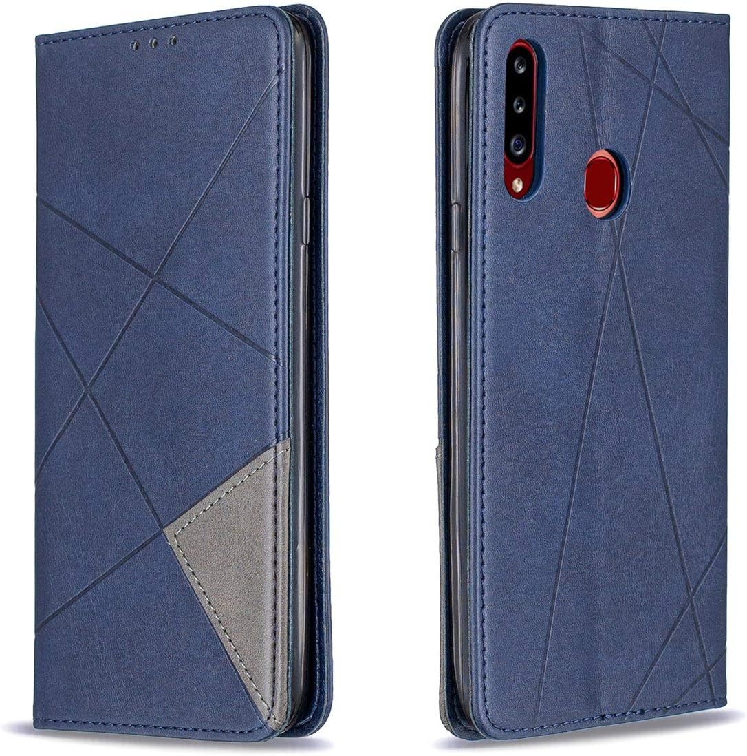 UBERANT Galaxy A20s Case, PU Leather Non-Slip Stand Function Magnetic Flip Cover Shockproof Protective Case for Samsung Galaxy A20s - Blue