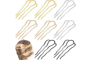 BOYIVI 8 Pieces Hair Side Combs, Metal Hair Fork Clip Hair Pins for Buns Hair Updo U-Shape Hair Sticks for Women Hair Styling Tool Accessories (mixed)