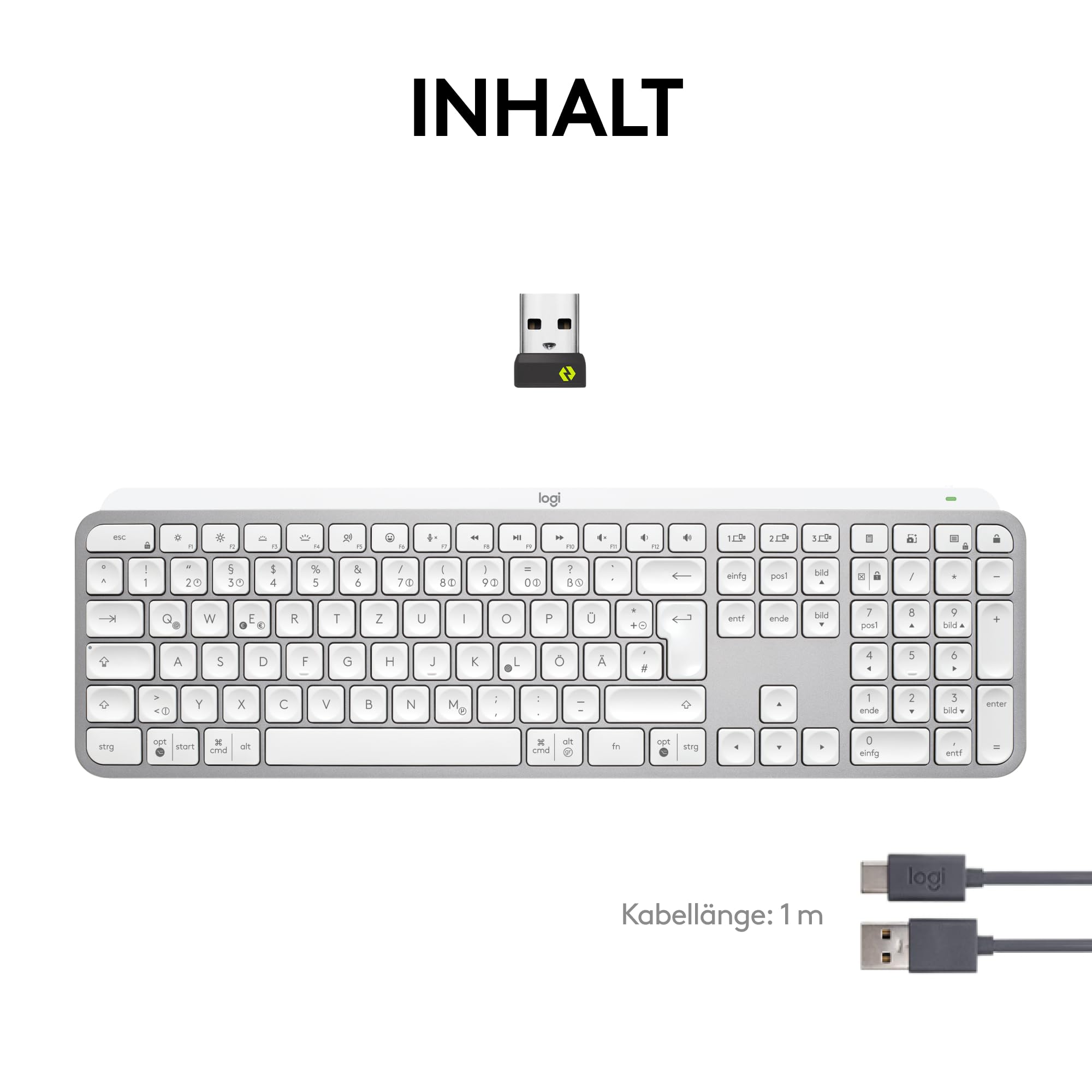 Logitech MX Keys S kabellose Tastatur, Low Profile, Fluid Quiet Typing, Programmable, Backlighting, Bluetooth, USB C Rechargeable, für Windows PC, Linux, Chrome, Mac, Deutsches QWERTZ, Pale Grey 9